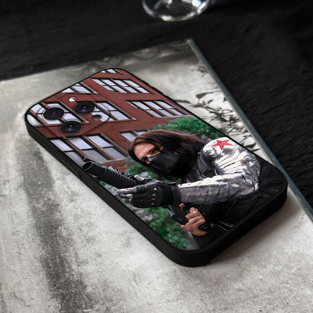 B-Bucky Barne-Winter S-Soldier Phone Case For IPhone 17,16,15,14,13,12,11 Plus,Pro,Max,XR,XS,X,7,8 Plus,Mini Black Silicone Soft