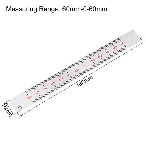 uxcell Center Measuring Ruler, Workbench Ruler, 60mm-0-60mm Measuring Range, Adhesive Tape, Aluminum, with Hole (From Center)
