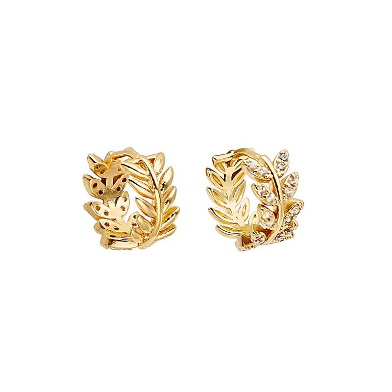 Mori Small Fresh Olive Branch Ear Buckle Small Temperament Diamond Leaf Earrings Ear Buckle Ear Jewelry Women