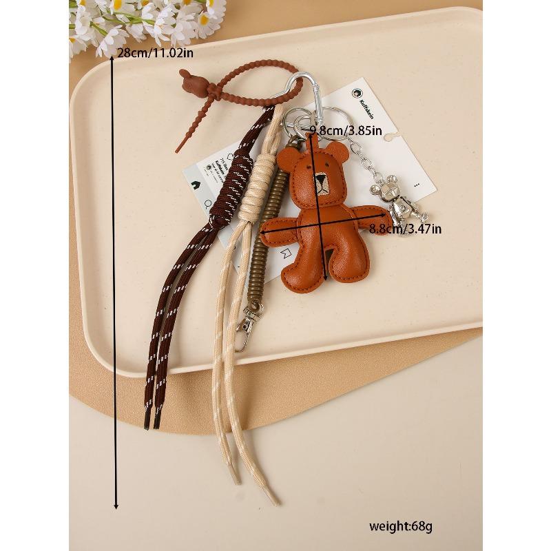 New leather coffee bear limbs movable alloy bear pendant bag lanyard pendant fashion accessories