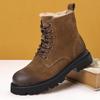 Northern Martin Boots Men's Cattle Reverse Velvet Winter Velvet High-top Cotton Leather Boots Genuine Leather Beef Tendon Thick-soled Thermal Tool