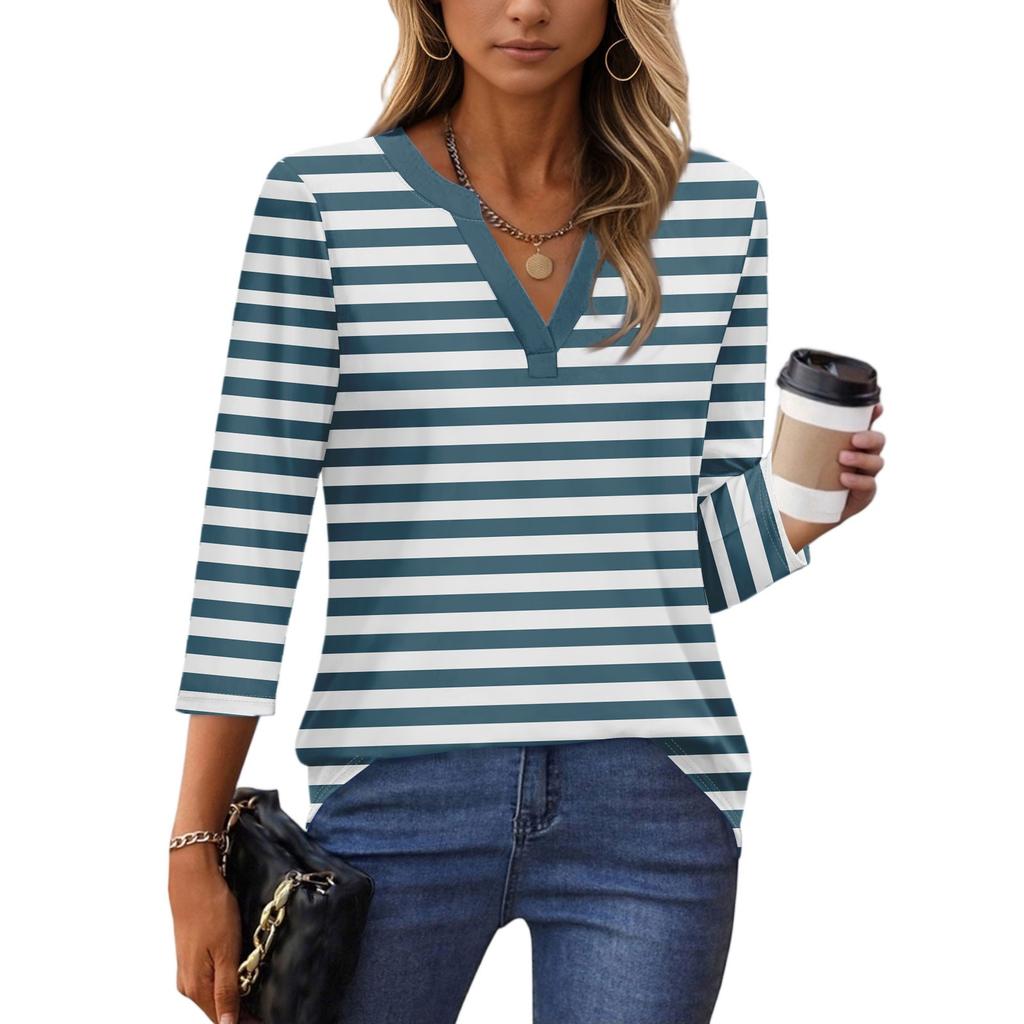 3/4 Sleeve Shirts For Women Tees Blouses Casual Plus Size Basic Tops Pullover Ladies Tunic Blouses