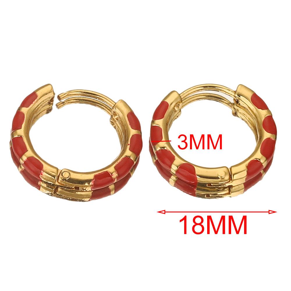 

Stainless Steel Round Enamel Ear Rings Gold Plated Korean Earrings Hoops Earring for Women Female Metal Luxury Jewelry Boho красный