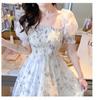 Uformell blomstrete festkjole sommer hvit chiffon lang kjole elegant kort erme fe kjoler for kvinner klær vestidos