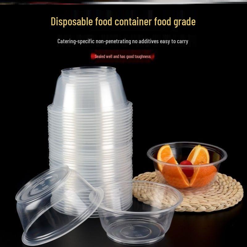 Transparent Thickened Disposable Plastic Bowl - Round, No Lid, Heat-Resistant for Home and Commercial Use
