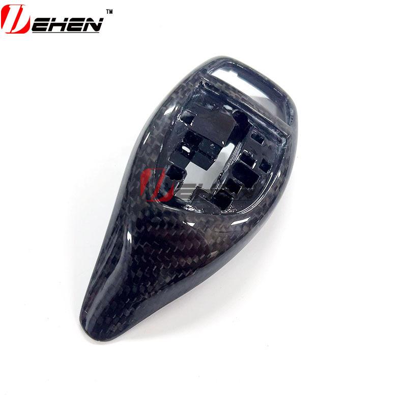 Fit For BMW 1 2 3 Series F20 F21 F22 F23 F30 F31 F06 F12 F13 Front Gear Shift Knob Lever Cover Glossy Black Carbon Fiber Style