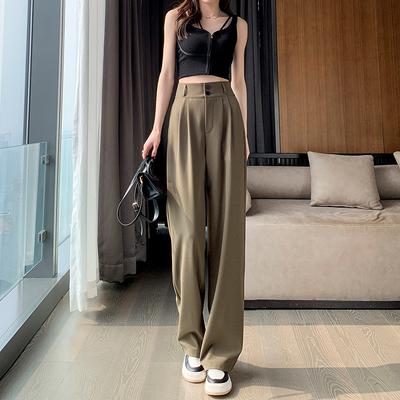 Spring and Autumn High Waist Skinny Drop Pear Shape Pants Straight Double Button Casual Suit Pants