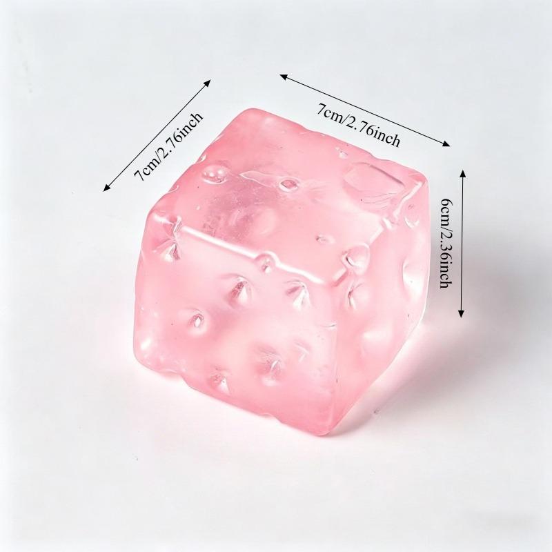 Jumbo Pink Cheese Cube Stress Ball Squishy Toy Cheese Stretchable Squeeze Ball Fidget Toy Asmr Sensory Anti-Stress Friends Gift