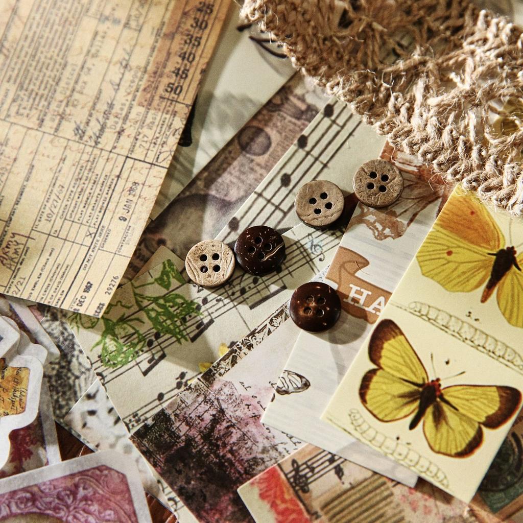 Vintage Scrapbook Stickers Set 140 Sheets Mixed Paper Material, Handmade Journal Supplies Perfect DIY Crafts and Bullet Journals
