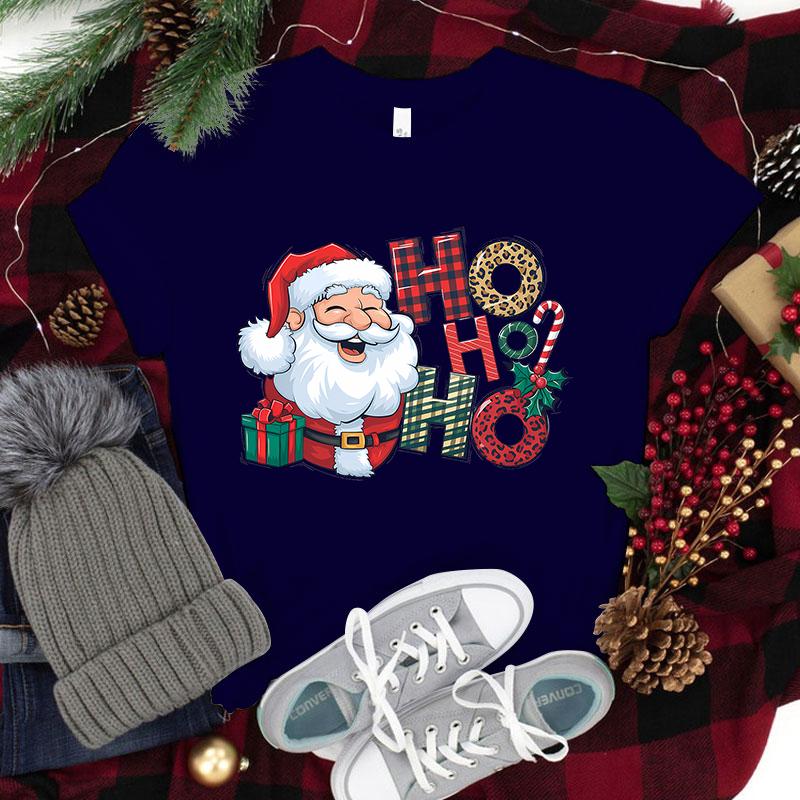 NEW Christmas Santa Claus Ho Ho Ho Print Casual T-Shirt Women Men T Shirt Summer Casual Short Sleeve Harajuku Tops Unisex Tops