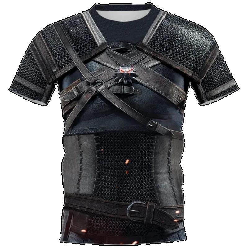Medieval Knight 3D Printed T-shirt Viking Tattoo Fashion Casual Round Neck T-shirt Plus Size 6XL
