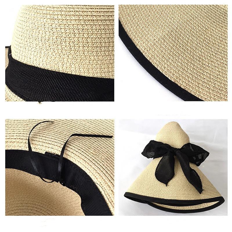 Yellow Beach Straw Hat Female Summer Beach Big Brim Sunscreen Sunshade Travel Versatility Big Brim Sandal Sun Summer