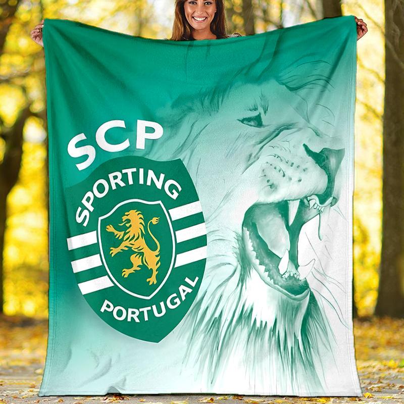 Sporting CP logo printed throw blanket—soft,warm;versatile blanket for all seasons—perfect as &air-conditioning throw,nap blanket
