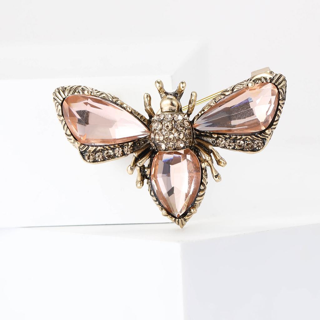 Stylish Luxury Glass Bee Brooches for Women Unisex Rhinestone Insect Pins Event Party Backpack Decoration Clothes Accessories