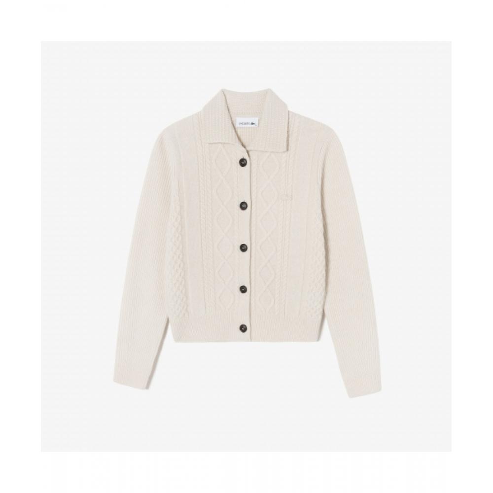

LacoSte Women S Cable Crop Cardigan [cream] 034