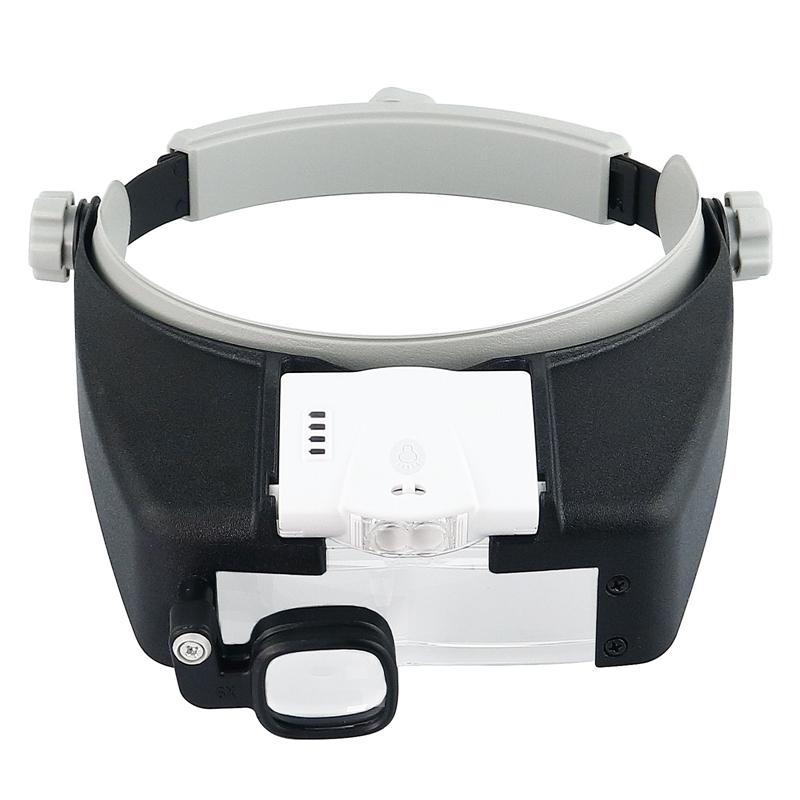 1,5x 6x 8x Beleuchtete Stirnbandlupe Wiederaufladbare Dritte Hand Helm Lupe Lupa F Lesen von Büchern Schweißen Reparatur