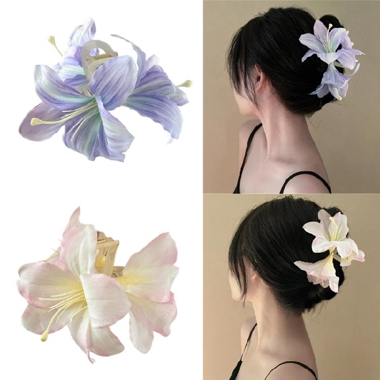 Blommig Hårklämma Elegant Hårklo Icke-glidande Stark Klämma För Kvinna Olika Hårstilar Allt Matchande Hårdekorationer