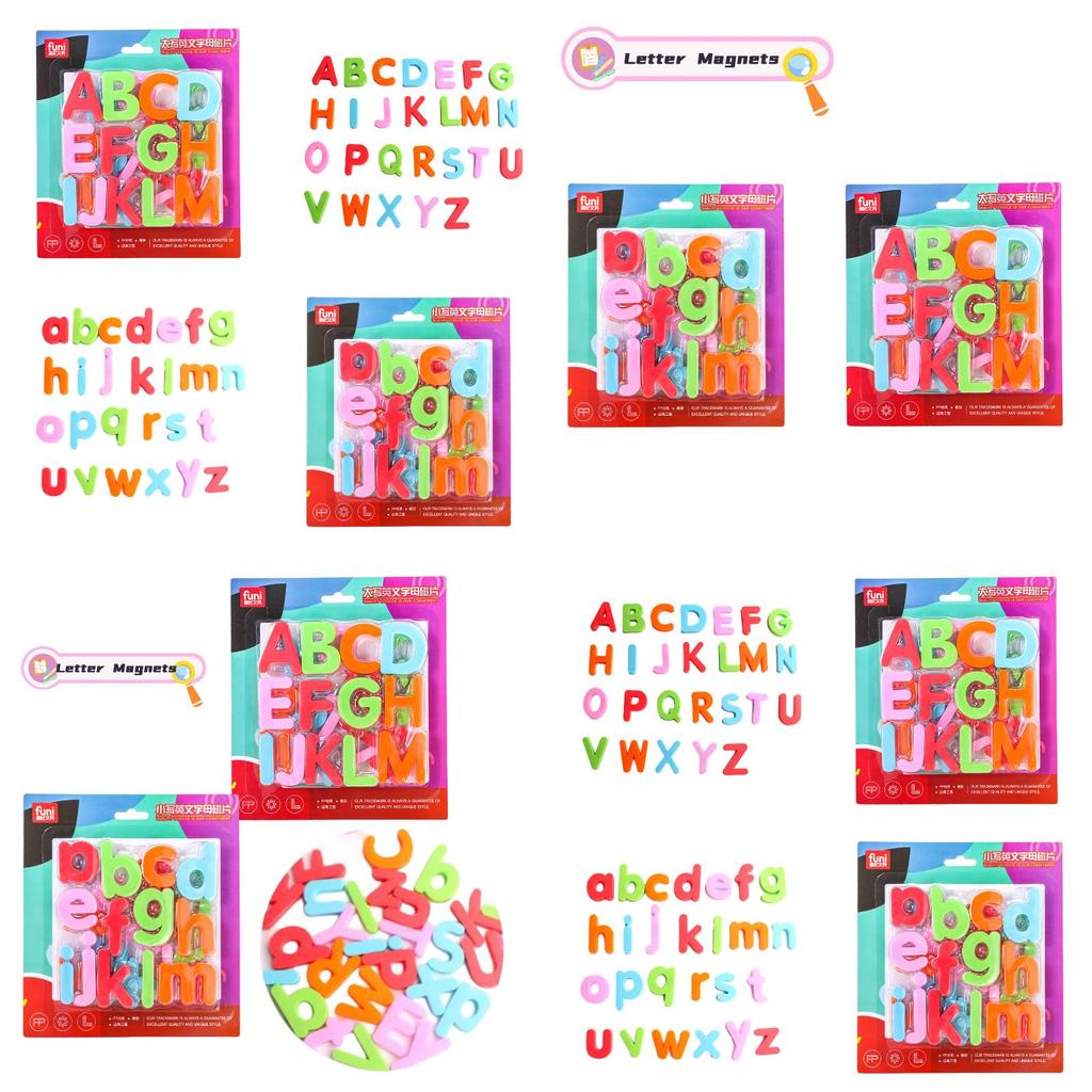 Bunte magnetische Kunststoffbuchstaben für Kleinkinder Klein- und Großbuchstaben Magnete für den Kühlschrank 3-4 cm)