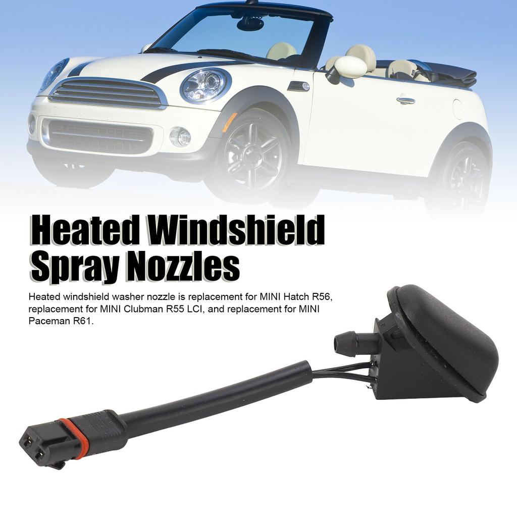 Heated Windshield Wiper Washer Nozzle Sub Assembly 61662755722 Windshield Washer Nozzle Jet Replacement for MINI Hatch R56