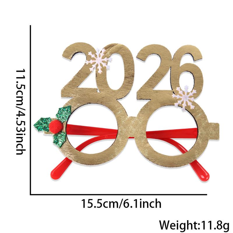 2026 Christmas Glasses Gold-Foil Cloth Snowflake Star New Year Photo Props For Party Decor