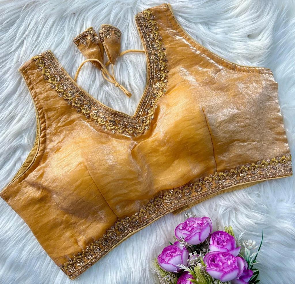 Blusa sin mangas de mezcla de seda para mujer Ropa de fiesta india Diseñador Étnico Choli