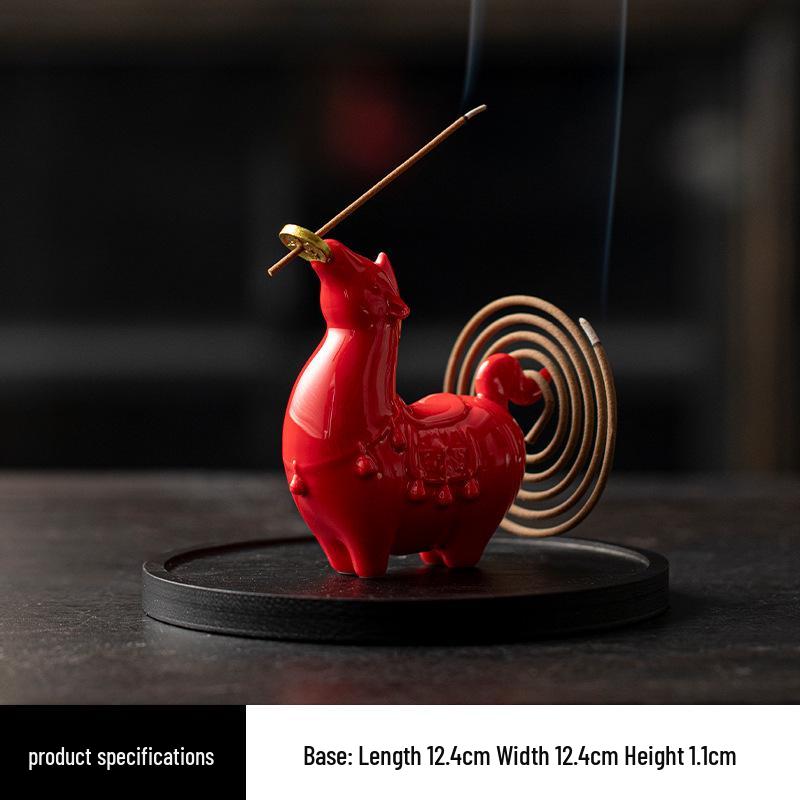Charming Ceramic Horse Incense Holder: Cute Ornament & Tea Pet for Wealth Attraction