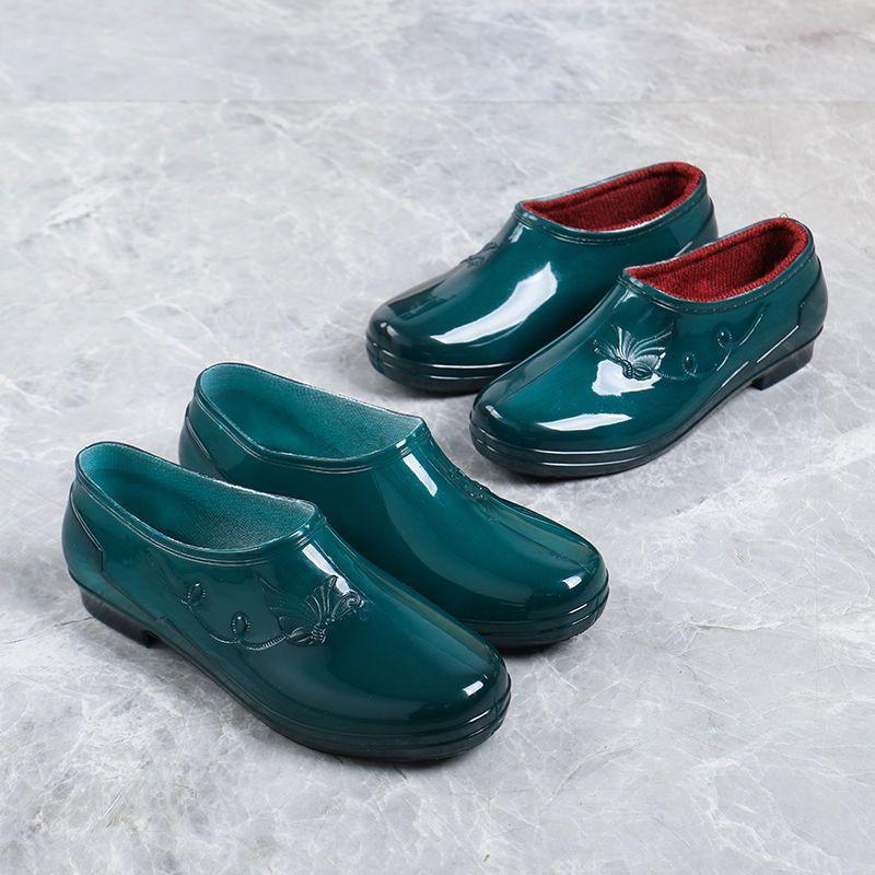 Fashion boots women's low-top oil-proof, non-slip and wear-resistant low-tube anti-kitchen Qing Yuanbao rain shoes women's short tube new