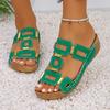 Fashion Solid Color Women 2026 Women's New Leather Fish Mouth Thick Bottom Fashionable Belt Buckle  Cool Slippers
