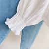 Spring Lace Trim Girls' Long Sleeve Shirt - Turn-Down Collar