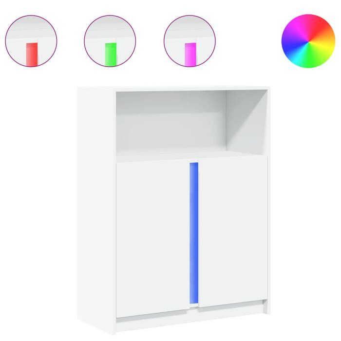 VidaXL Buffet avec LED blanc 77x34x100 cm bois d'ingénierie, meuble de rangement, meuble de rangement cuisine, meuble de 852145