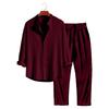 Men's Striped Texture Long Sleeve Shirt and Pants Set for Everyday Wear