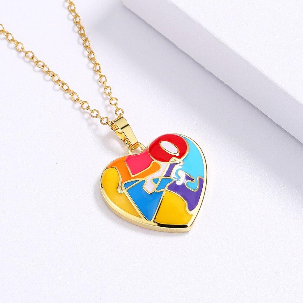 Exquisite Women's for Necklace Color Epoxy Love Heart Shape Pendant Necklace Handmade Enamel Necklace Women's Jewelry