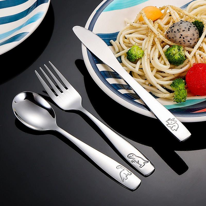 3-15Pcs Kids Silverware Set Stainless Steel Kids Fork Spoon And Cutter Set Funny Dinosaur Flatware Set Outdoor Tableware