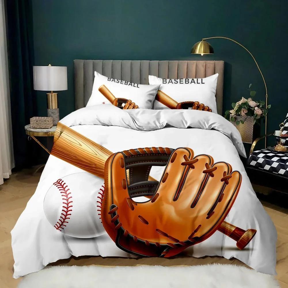Baseballová sada povlečení Sportovní téma Klučičí Dětská Sada ložního prádla 3D Baseballové ložní prádlo Dvojlůžko Queen Size King Size Polyesterový povlak na přikrývku