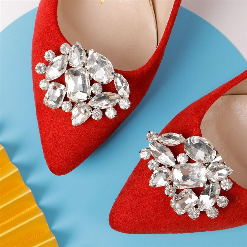 2pcs Women Lady Rhinestones Crystal Bride Shoes Charm Buckle Charms Jewelry Shoe Clip Shoes Decorations