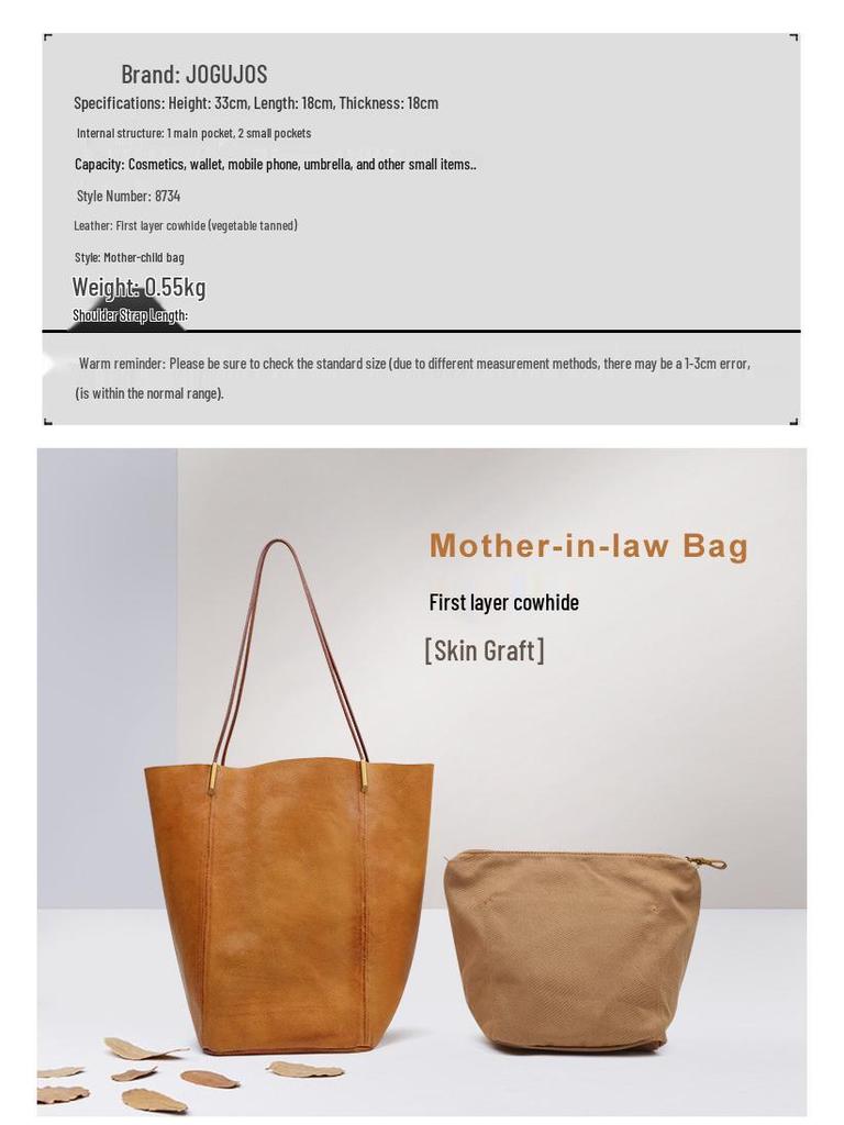 JOGUJOS Women's Genuine Leather Tote & Crossbody Bag - Large Capacity, Versatile, Casual Handbag
