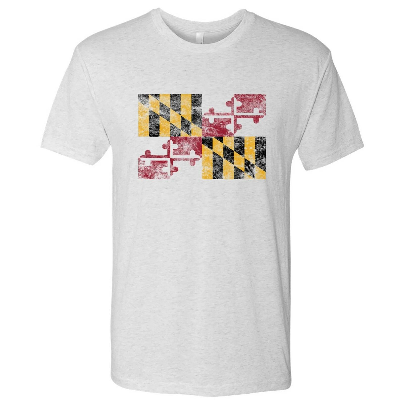 Maryland Flag State Pride Hometown Triblend Mens T-Shirt - Heather White L