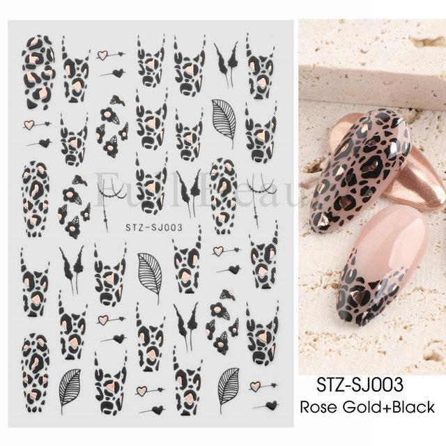 Nail Art Stickers Leopard Print Design Leaf and Heart Pattern Decals for Nail Decoration Durable and Easy to Apply Suitable for Manicure and Pedicure One Size