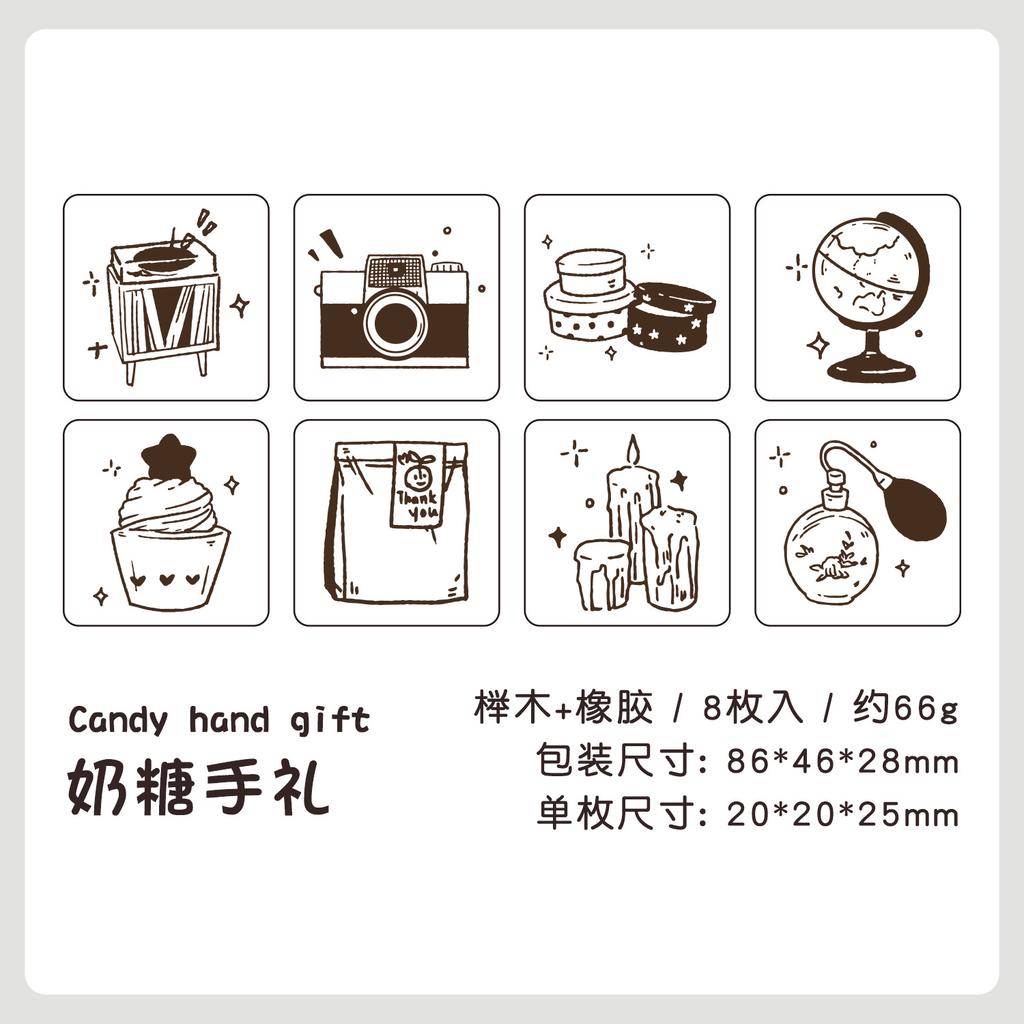 8pcs Cute Little Seal Planner Stamp, Wooden Stamp, Wooden Stamp Diy Planner Stamp
