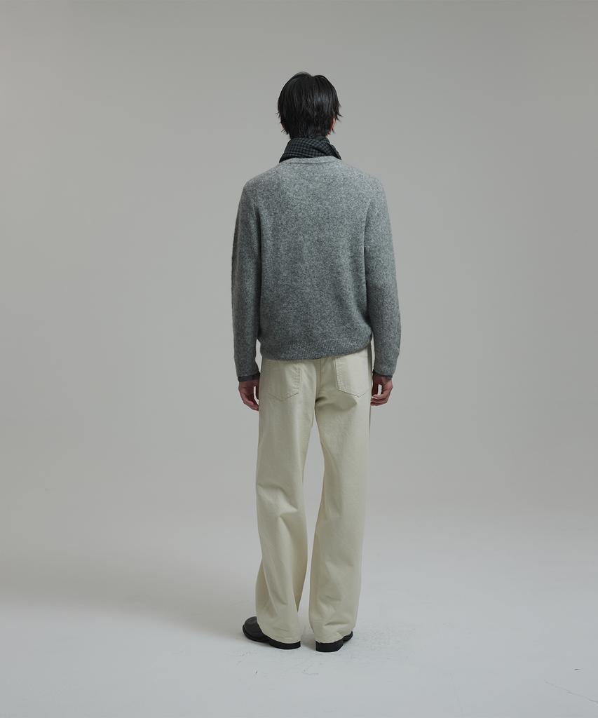 NONBLANK Mohair Wool Blend Crop Round Knit_Melange Grey