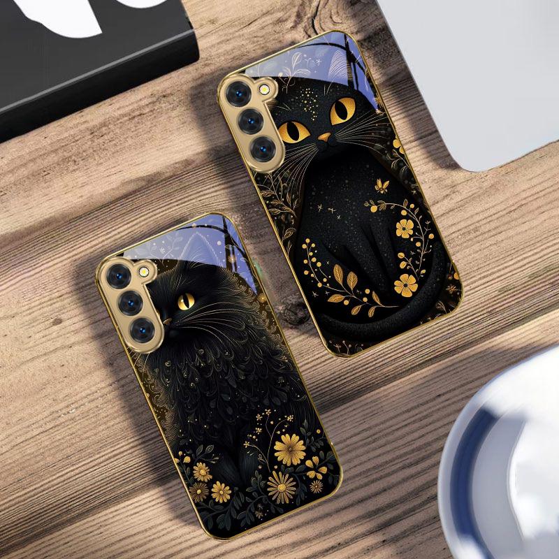 Runde und leuchtende Augen Für Samsung Galaxy S20 FE S21 S22 S23 Plus S24 Ultra 25Ultra S21+ S9+ S22Plus Handyhülle aus goldenem Glas