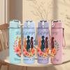1PC Happy Womens Day Text Art Pattern 750ml Color Plastic Sports Water Bottle Leakproof Flip Straw Lid Suitable for Sports Office Home Use