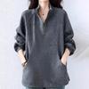 Sweatshirt for Women Cotton Oversize Half-open Collar Fleece Thickened Loose Round Neck Casual Pullover Long Sleeve Top Sweatshirt