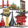 City Architecture Model Building Blocks Studio Temple Taj Mahal Big Ben Eiffel Tower London New York Germany Construction Toys