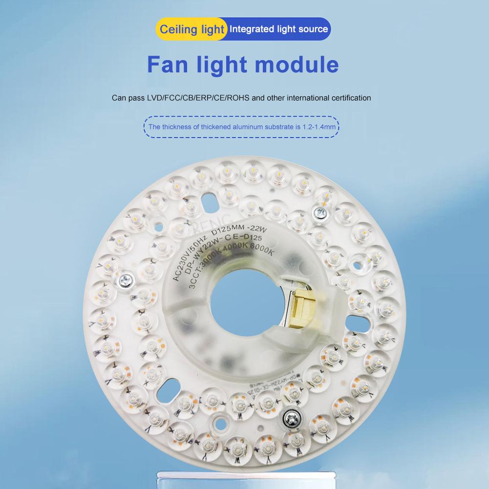 3.9/4.9/6.2 Inch 15/18/24W Ceiling Fan Light Retrofit Kit 110/220V Ceiling Fan Light Replacement Panel Pendant Light Round Panel