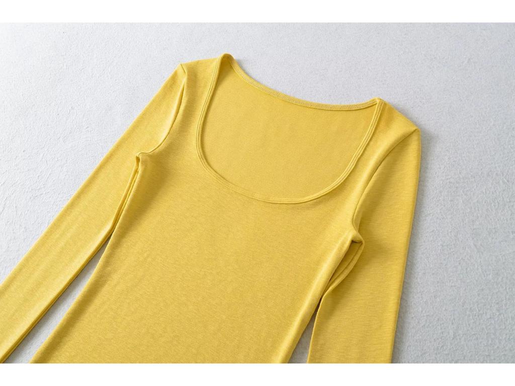 American Spice U-Neck Snowflake Cashmere Long-Sleeve Women's Slim Fit T-Shirt for Spring/Autumn