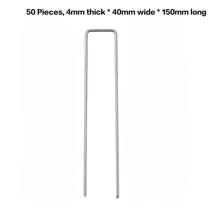 New 50PCS U-shaped Garden Staples Heavy-duty Fence Tubing Stakes Sod Pins Galvanized Landscape Spike For Holding Lawns Barrier