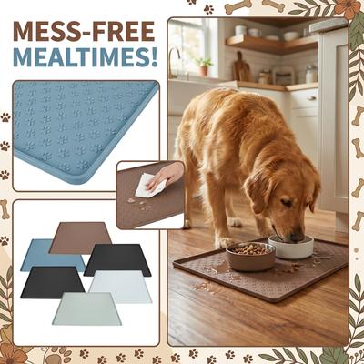 Silicone Leak-Proof Pet Placemat With Raised Edges.