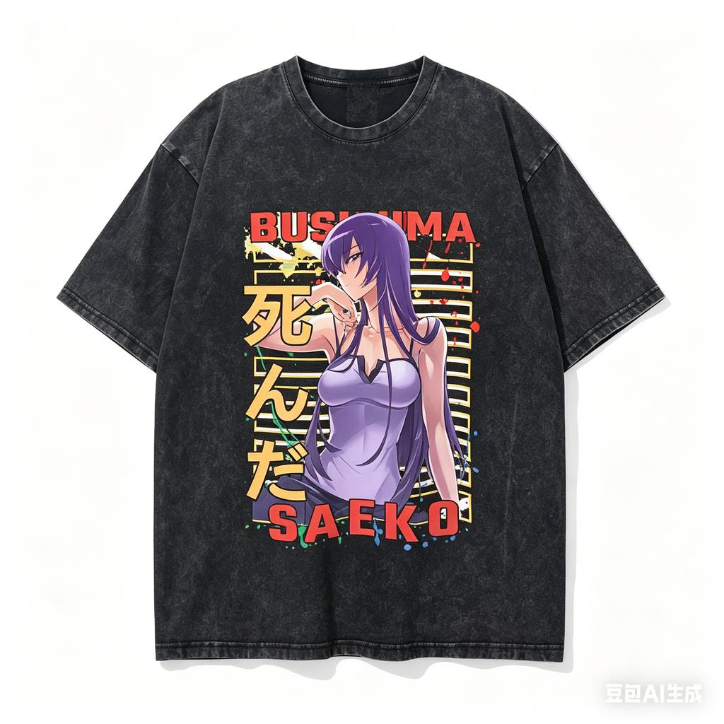 High School DxD Vasket T-shirt Plus Size Unisex personlighed Tøj Ny Model Året rundt tøj Vasket Vintage Løs Par