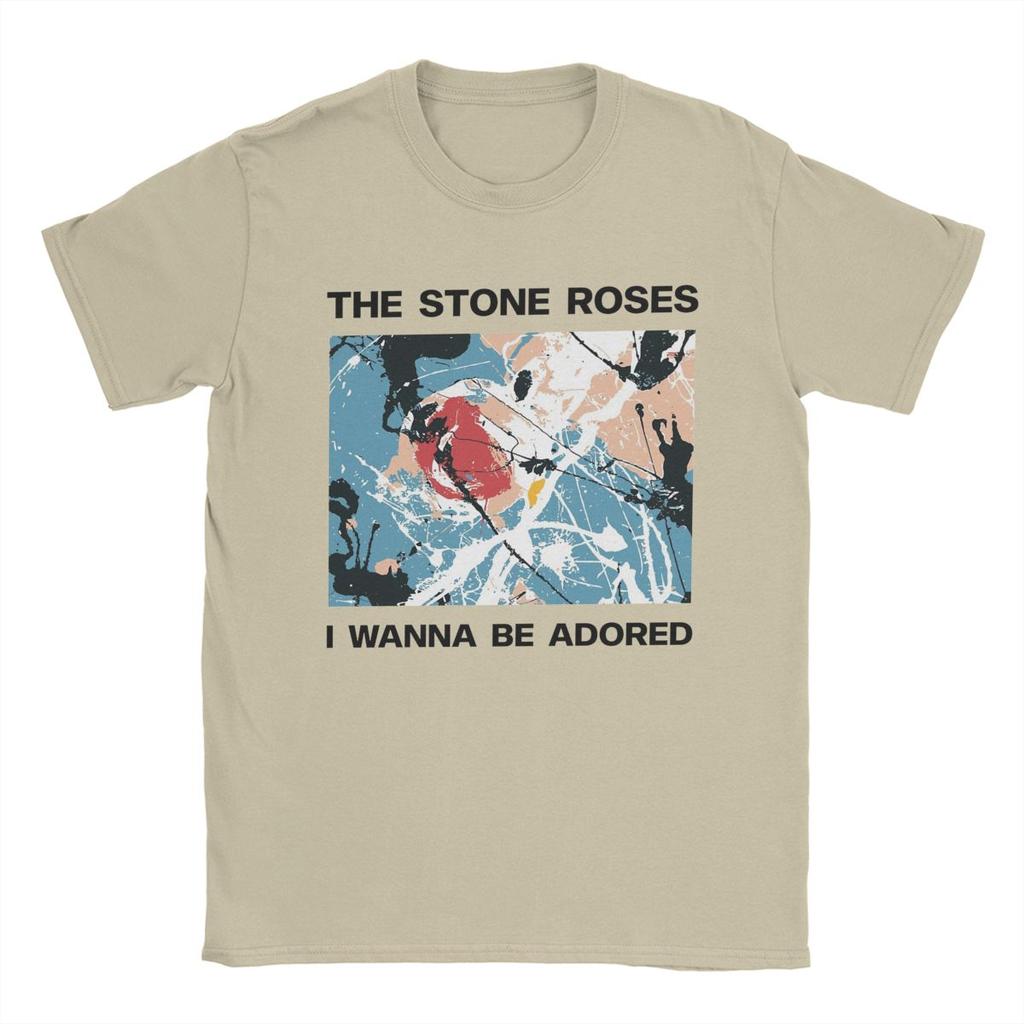 Men T-Shirt Stone Roses I Wanna Be Adored Funny Pure Cotton Tees Short Sleeve T Shirts Crewneck Tops Plus Size